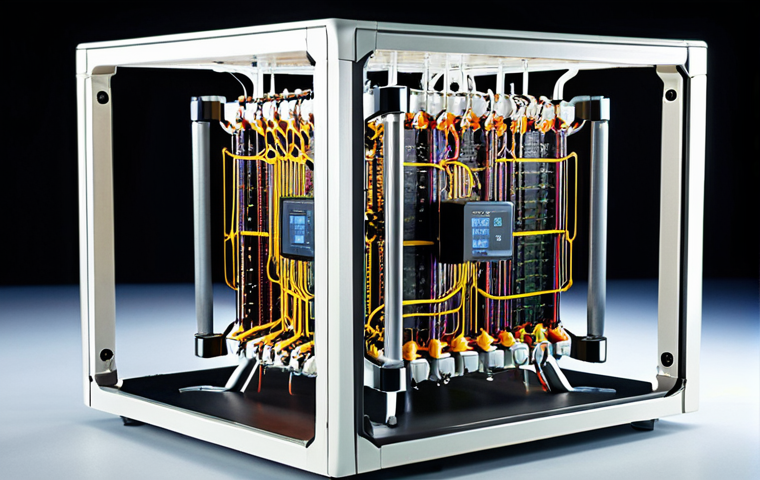 **
A visually striking representation of qubits struggling with decoherence. Show qubits in a quantum computer losing their stable state, perhaps with visual distortions or disruptions around them, emphasizing the challenge of maintaining stability in a noisy environment. Use a futuristic lab setting with cooling systems and shielding.
**