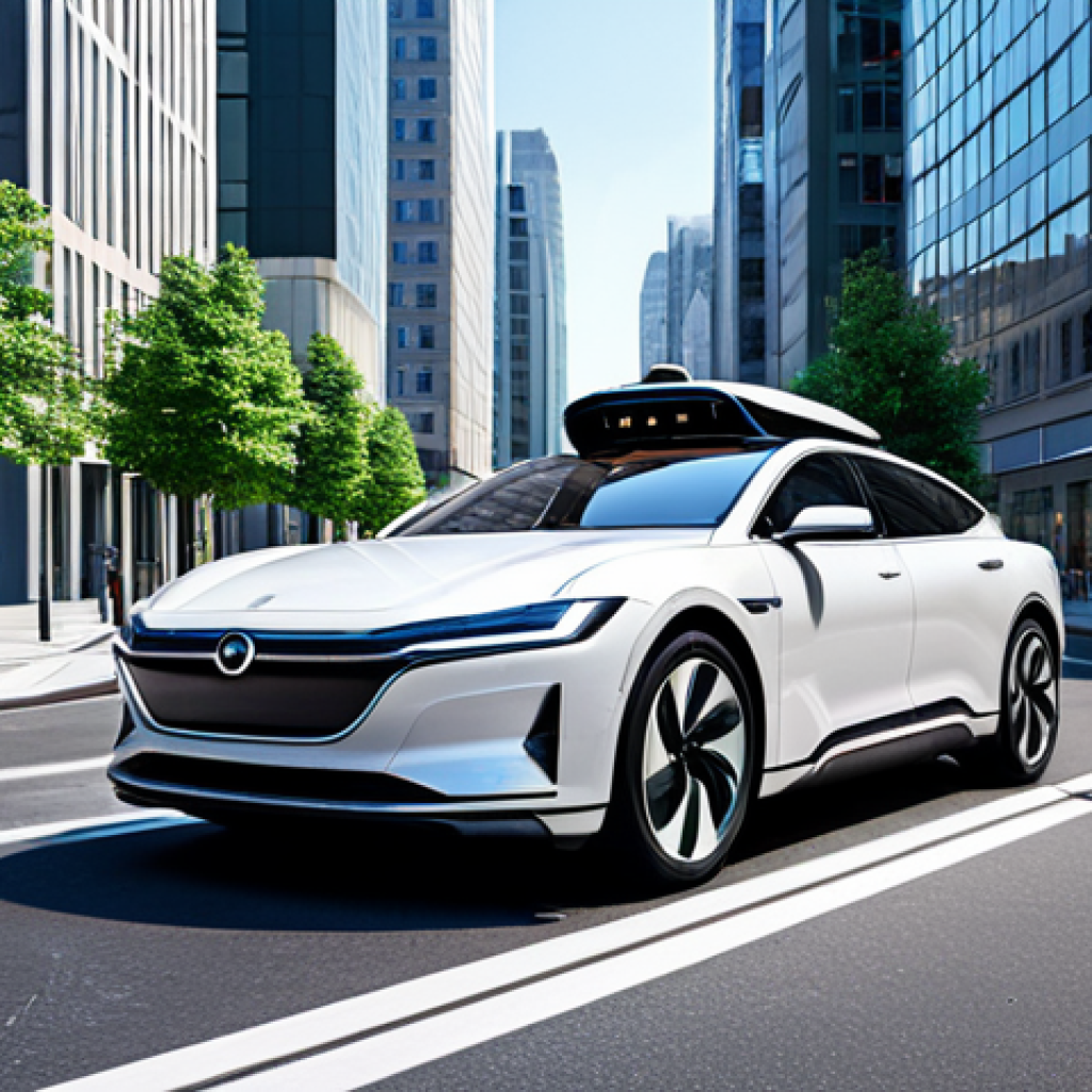 **

A self-driving car using quantum sensors navigates a futuristic city street, fully clothed, appropriate attire, safe for work. Modern buildings line the street with electric vehicle charging stations visible. Perfect anatomy, natural proportions, professional.

**