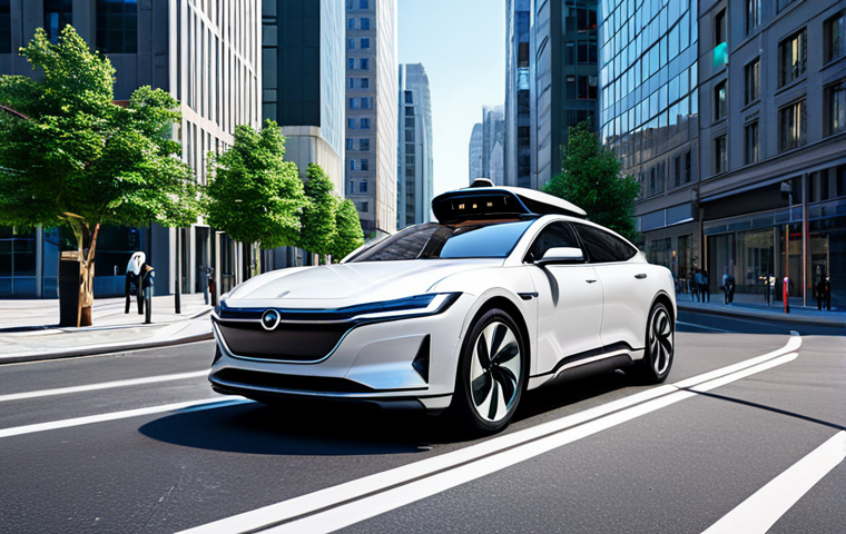 **

A self-driving car using quantum sensors navigates a futuristic city street, fully clothed, appropriate attire, safe for work. Modern buildings line the street with electric vehicle charging stations visible. Perfect anatomy, natural proportions, professional.

**