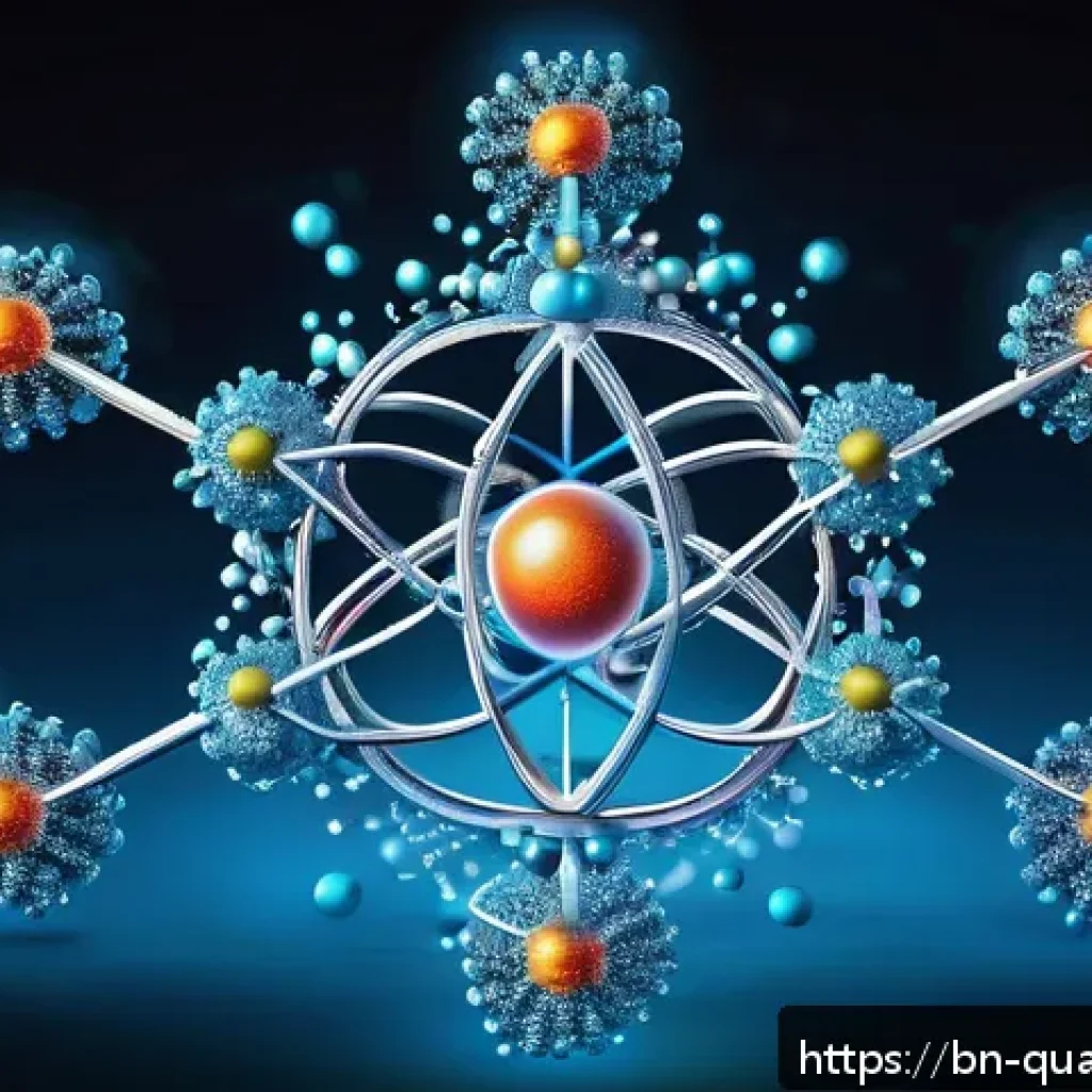 양자화학의 모형 및 시뮬레이션 - A detailed scientific illustration of quantum chemistry molecular modeling: show a complex molecular...